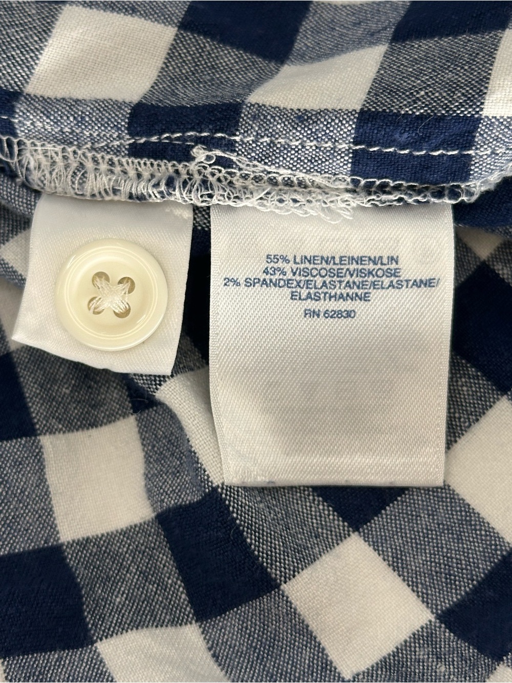 Land's End Navy & White Gingham Midi Shirtdress with Pockets Size 14 - Picture 8 of 9
